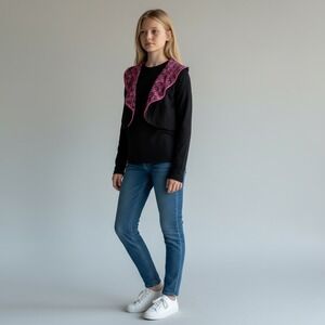 Girls black and pink ivivva shake it up cardigan size 10